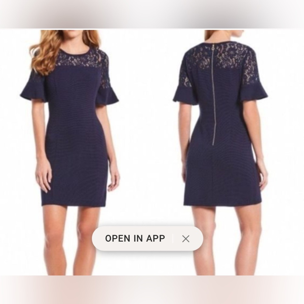 Draper James Solid Flutter Navy Dress